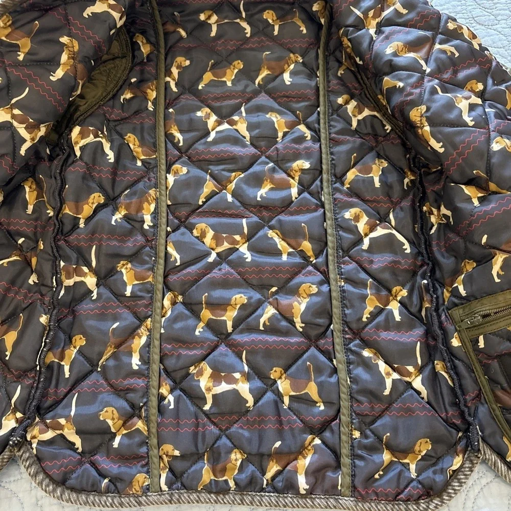 Barbour Alderley Jacket Kids Youth Size 6/7 Green Quilted Elbow Patches